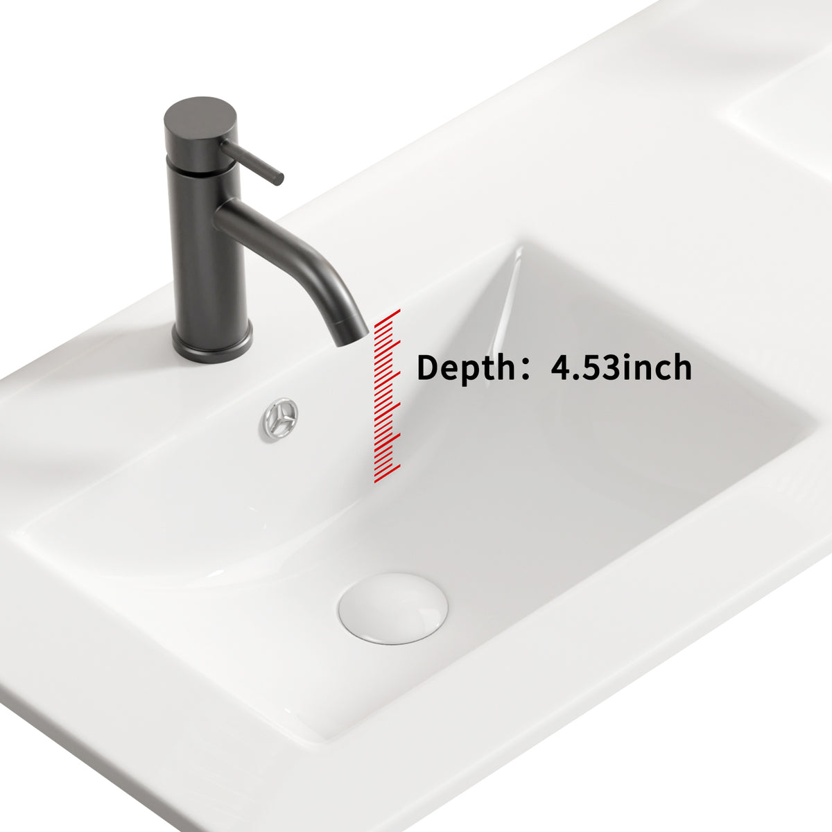 Anthony & Home studio double bowl porcelain vanity sink with two spacious basins and modern design.