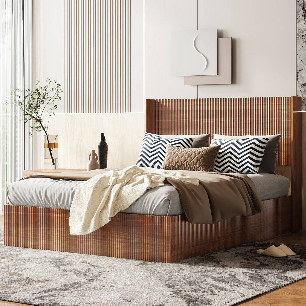 Anthony & Home Studio Lift-Storage Platform Bed Queen with sleek design and built-in storage drawers in a modern bedroom setting.