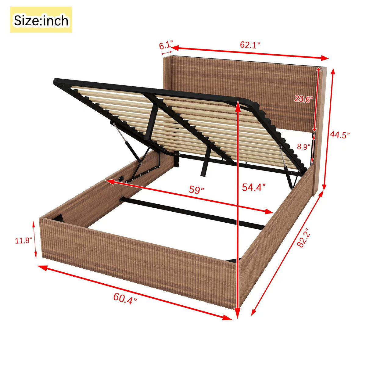 Queen Studio Lift-Storage Platform Bed by Anthony & Home with a sleek wooden frame and built-in storage drawers.