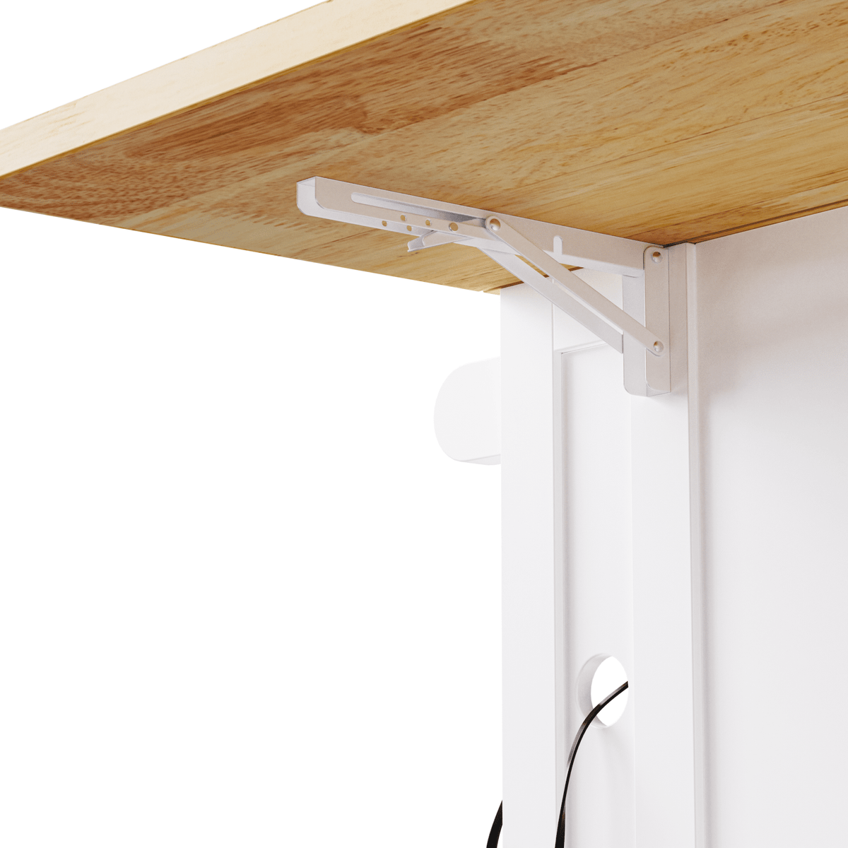 White Anthony & Home Studio MDF kitchen island with drop leaf, bar stools, power outlet, and storage cart in a modern kitchen setting.