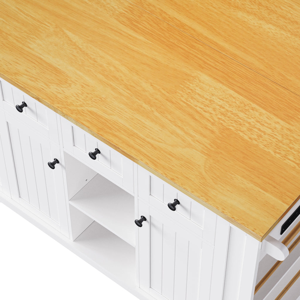 White Anthony & Home Studio MDF kitchen island with drop leaf, bar stools, power outlet, storage cart for modern kitchens
