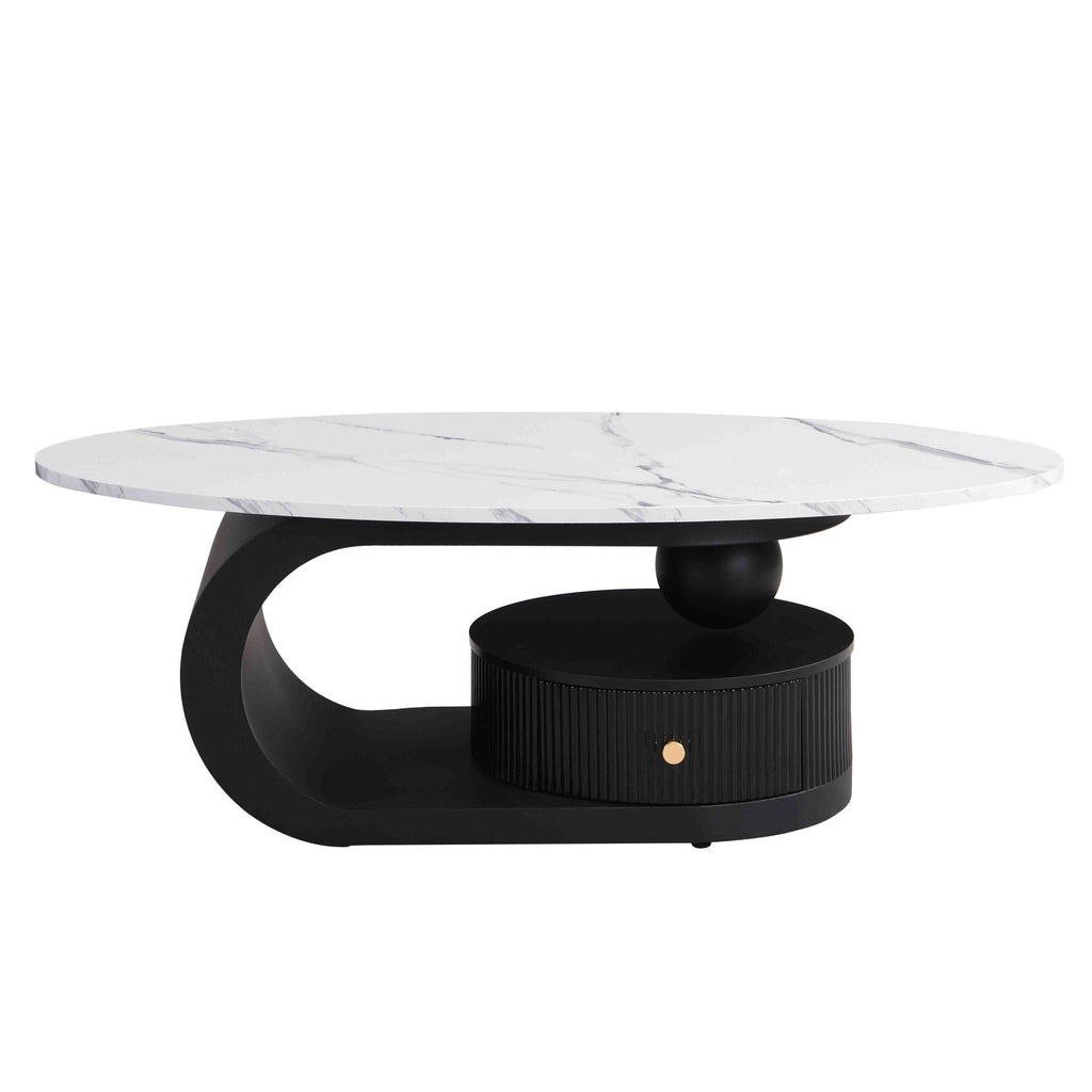 Set of three Anthony & Home oval nesting coffee tables with sleek round tops and modern design, perfect for living room decor.