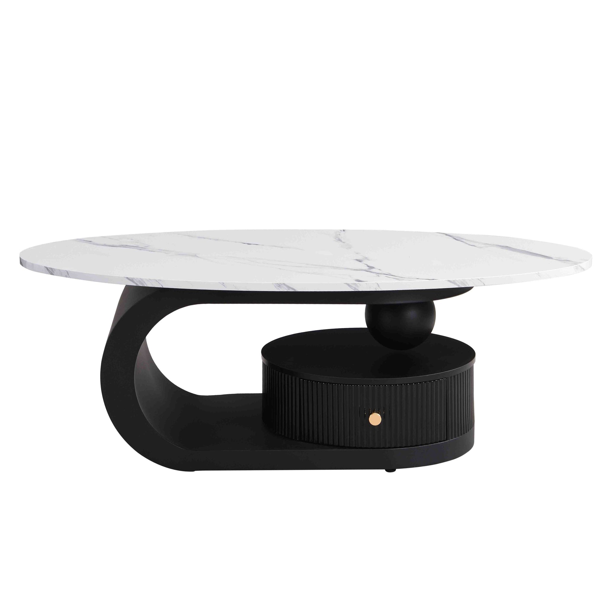 Set of three Anthony & Home oval nesting coffee tables with sleek round tops and modern design, perfect for living room decor.