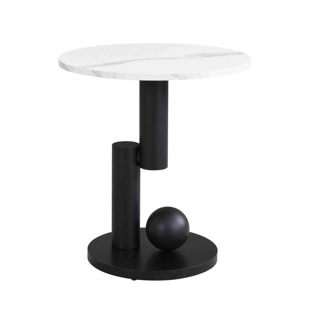 Set of oval and round Anthony & Home Studio Nesting Coffee Tables in wood finish, stacked together in modern living room setting.