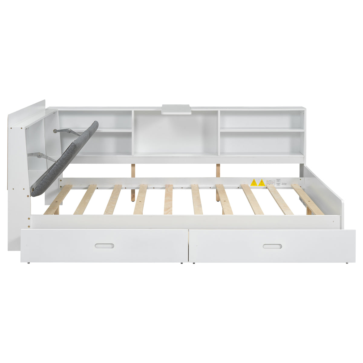 Anthony & Home studio solid wood platform bed with storage headboard, showcasing a sleek, modern bedroom furniture piece with built-in storage.