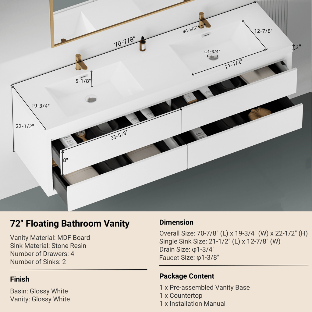 Studio Stone resin wall-mounted vanity with double sinks, featuring modern design and sleek fixtures by Anthony & Home