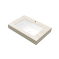 Anthony & Home 30-inch travertine-pattern sintered stone countertop with undermount ceramic basin, modern kitchen design.