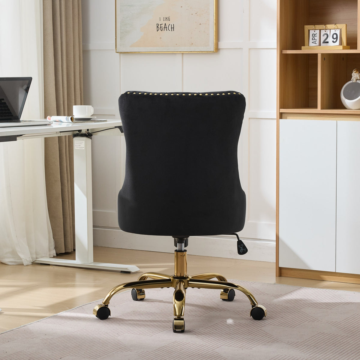 Anthony & Home Studio Velvet Tufted Office Chair with plush velvet upholstery and tufted backrest for a stylish workspace.