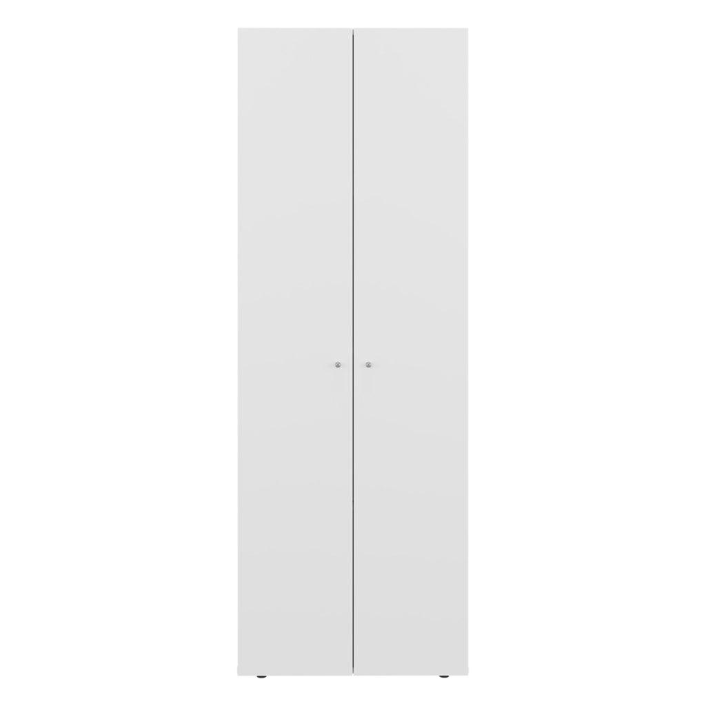 Anthony & Home Studio White engineered wood closet system with four shelves for organized storage.