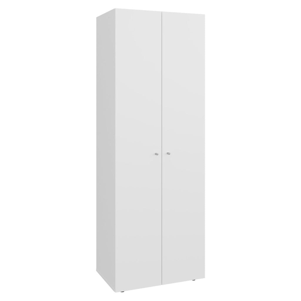 Anthony & Home Studio White engineered wood closet system with four spacious shelves for organized storage.