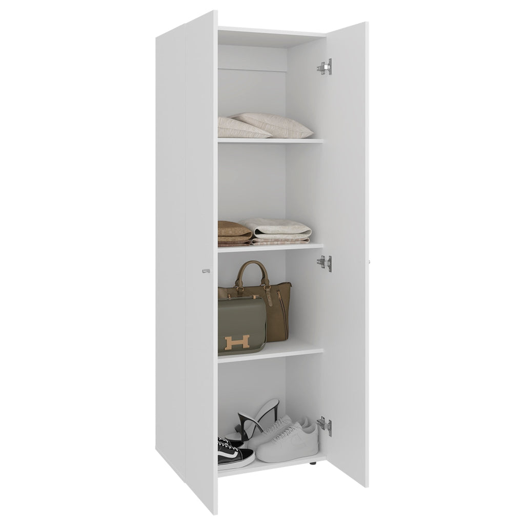 Anthony & Home Studio White Engineered Wood Closet System with four spacious shelves for organized storage.