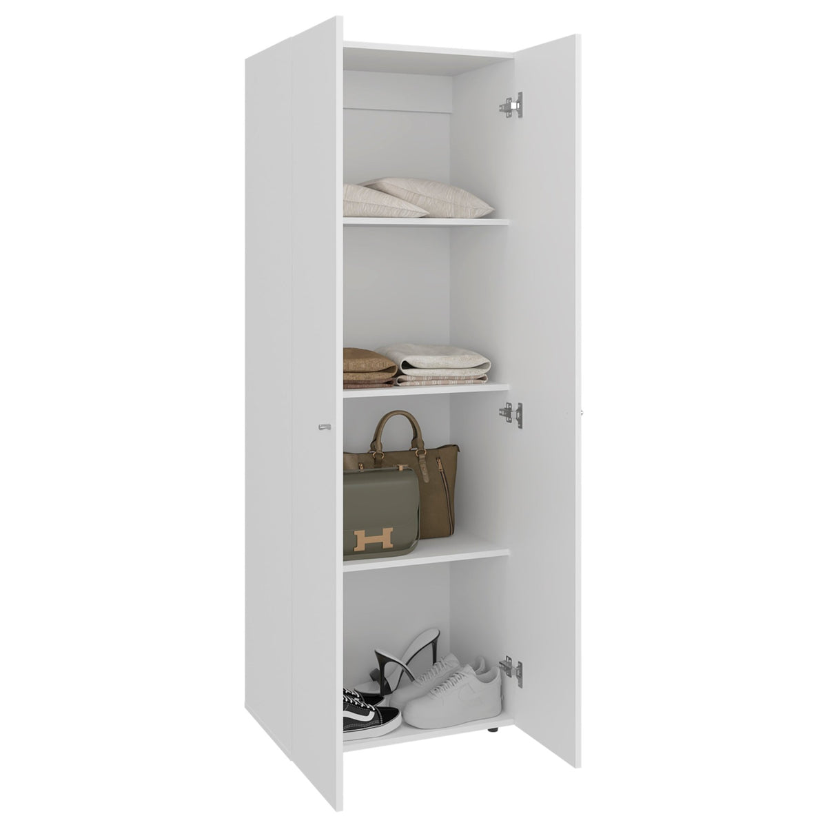 Anthony & Home Studio White Engineered Wood Closet System with four spacious shelves for organized storage.