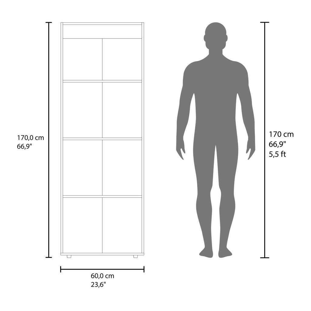 Anthony & Home Studio White engineered wood closet system with four shelves, ideal for organized storage in bedrooms or closets.