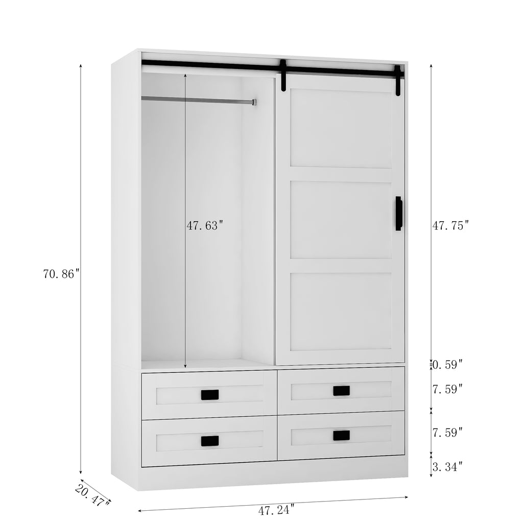 Tall Anthony & Home armoire with barn door featuring wood finish, sleek handles, and spacious interior for stylish storage.
