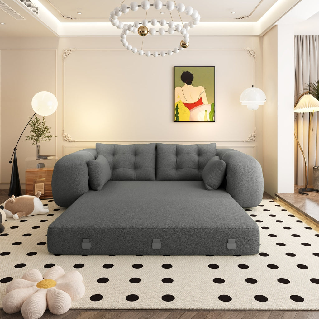 Anthony & Home Teddy Fabric Sofa Bed 3-in-1 studio with plush cushions and convertible design for comfortable seating and sleeping.