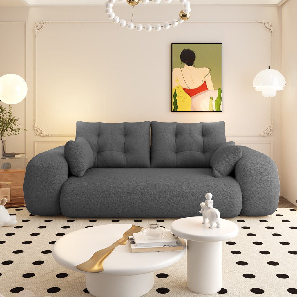 Anthony & Home Teddy Fabric Sofa Bed 3-in-1 studio, showing the versatile sofa bed with plush teddy fabric upholstery.