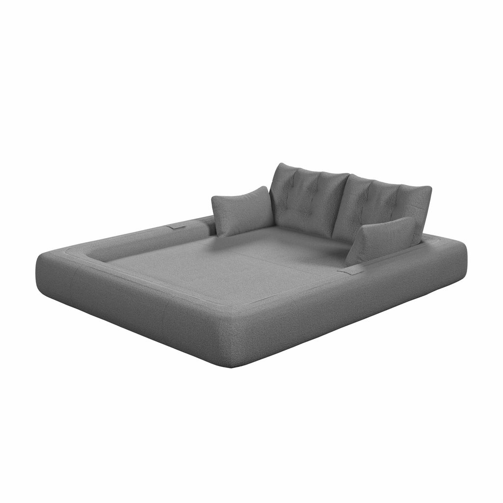 Anthony & Home Teddy Fabric Sofa Bed 3-in-1 studio, showing a plush, versatile sofa bed with neutral teddy fabric and modern design.