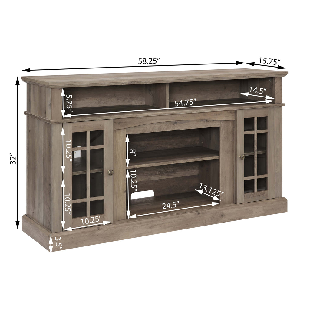Anthony & Home gray wash finish television media console with ample storage and sleek design, perfect for modern living rooms.