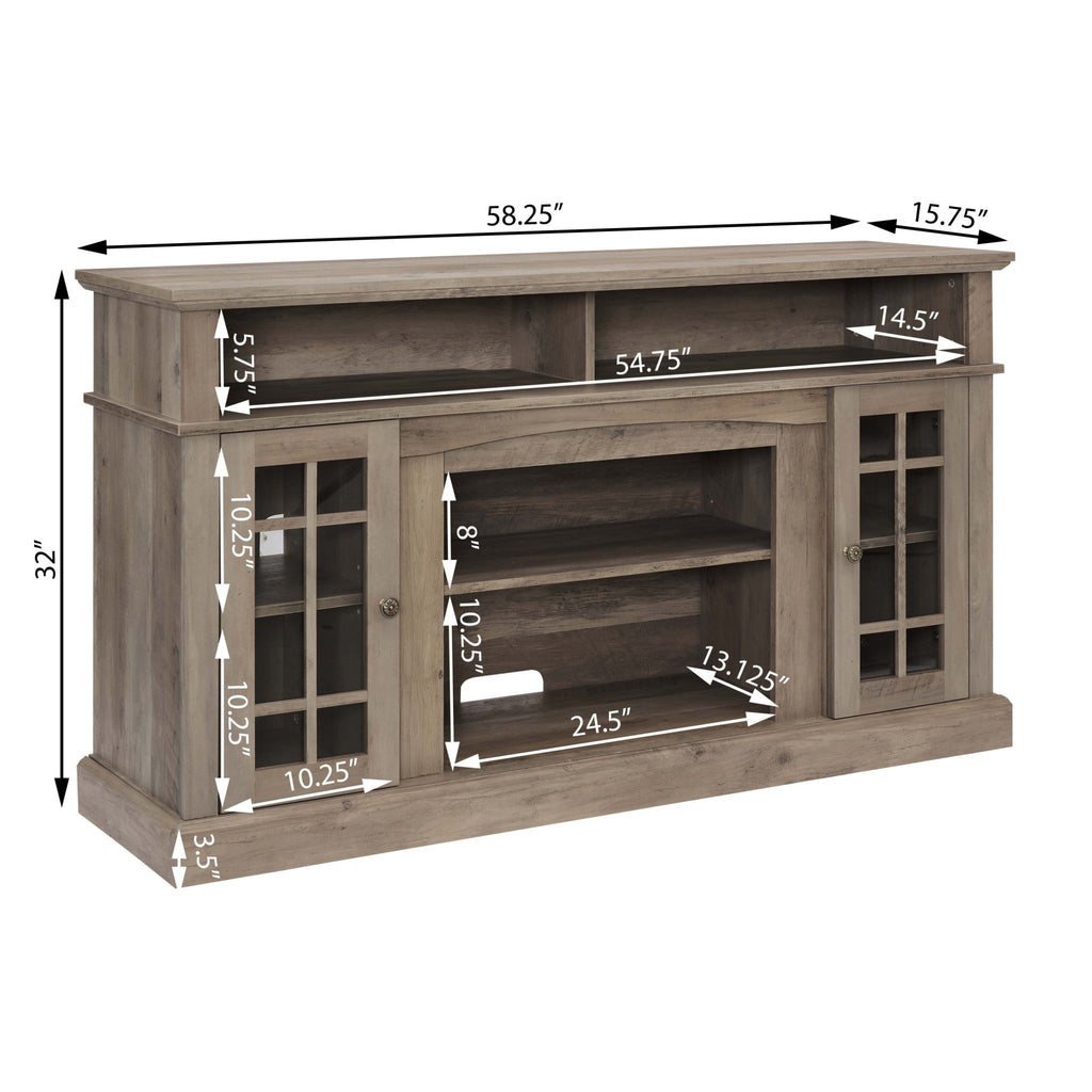 Gray wash finish Anthony & Home television media console with sleek design and storage compartments.