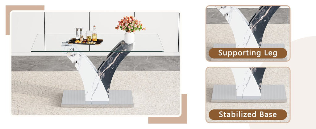Anthony & Home tempered glass dining table and chair set with sleek modern design and sturdy metal legs.