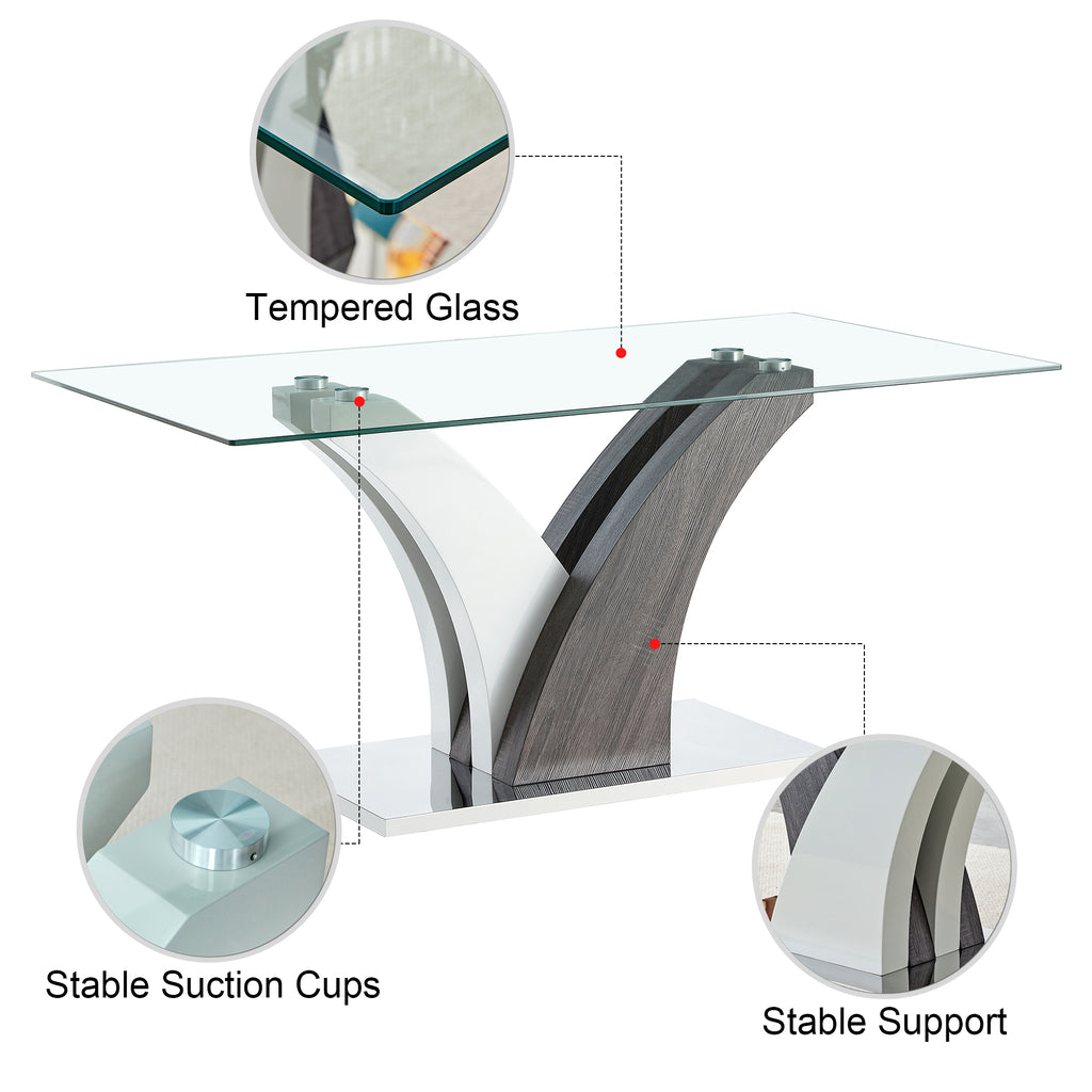 Tempered glass dining table with MDF legs from Anthony & Home's Studio Collection, showcasing a sleek modern design.