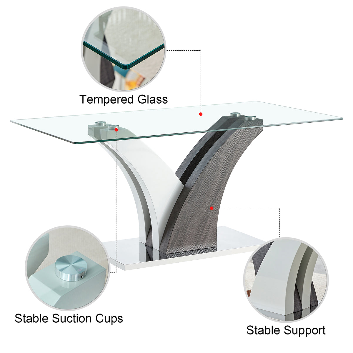 Tempered glass dining table with MDF legs from Anthony & Home's Studio Collection, showcasing a sleek modern design.