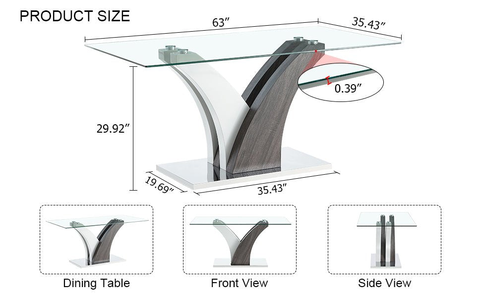 Tempered glass dining table with MDF legs from Anthony & Home's Studio Collection, sleek and modern design.