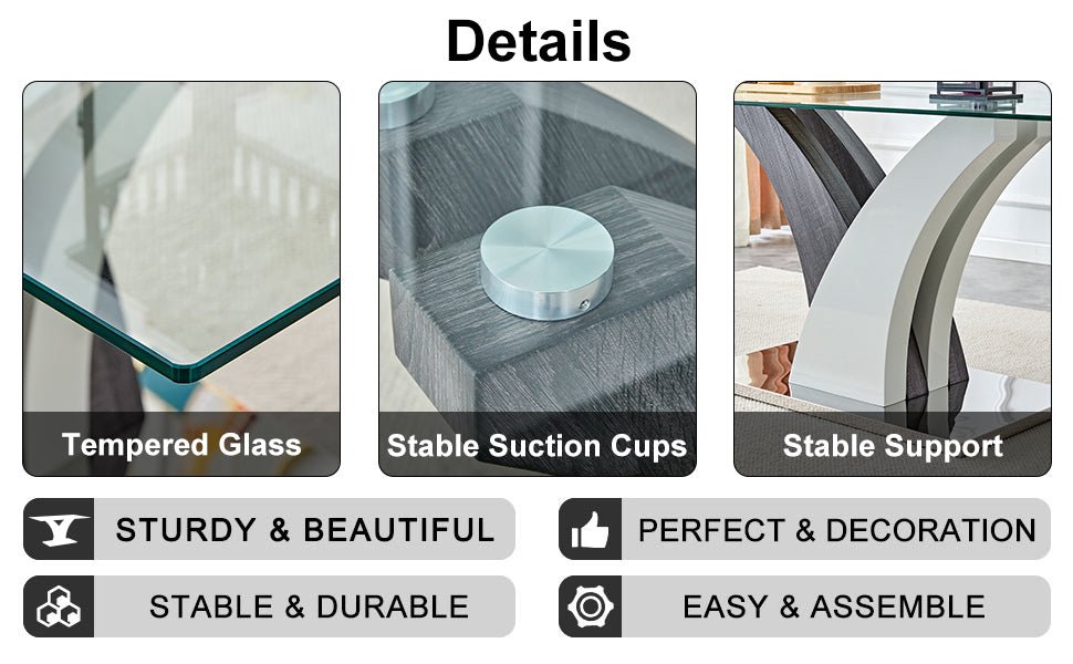 Tempered glass dining table with MDF legs from Anthony & Home Studio Collection, showcasing a modern, sleek design.