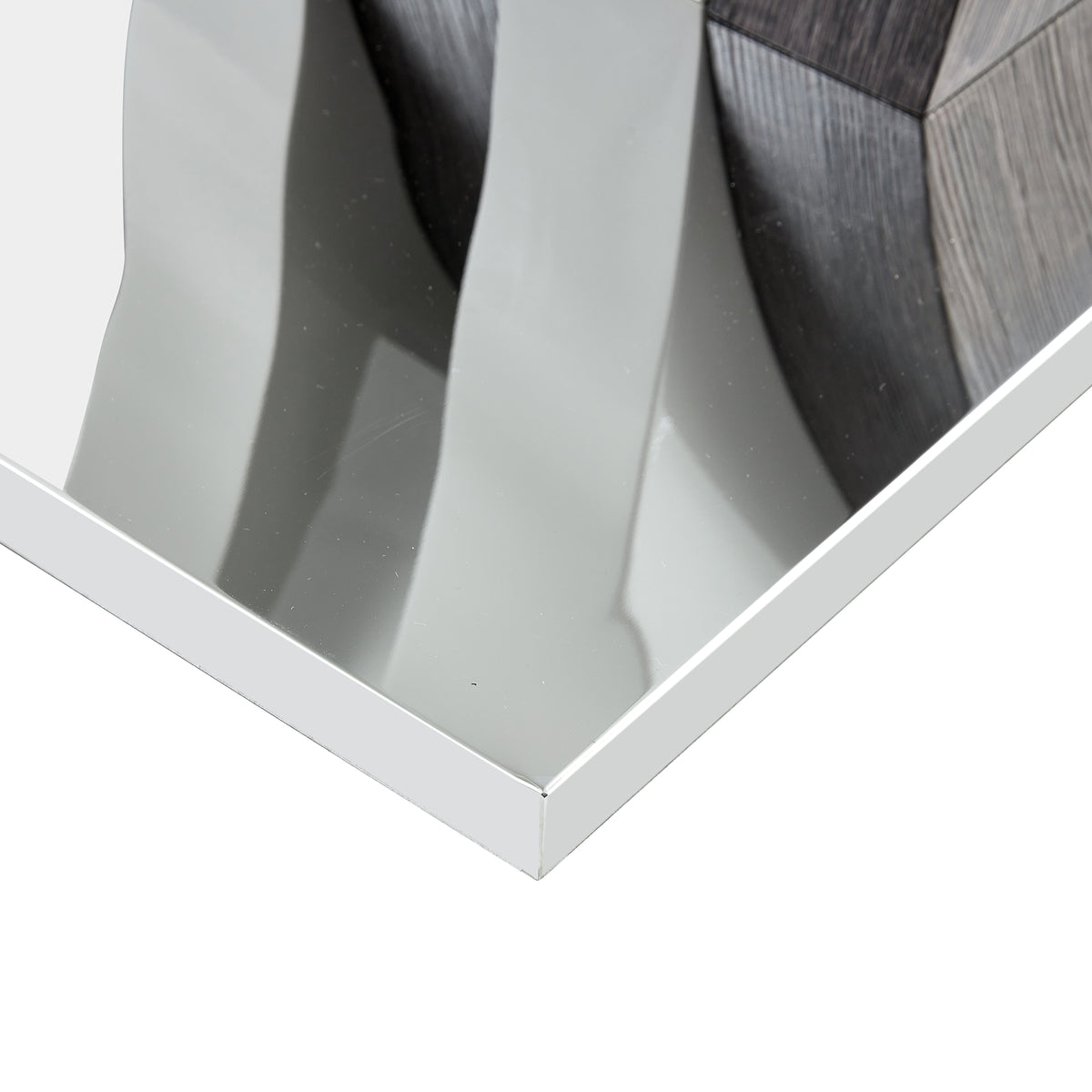 Anthony & Home tempered glass dining table with MDF legs from the Studio Collection, showcasing a modern, sleek design.