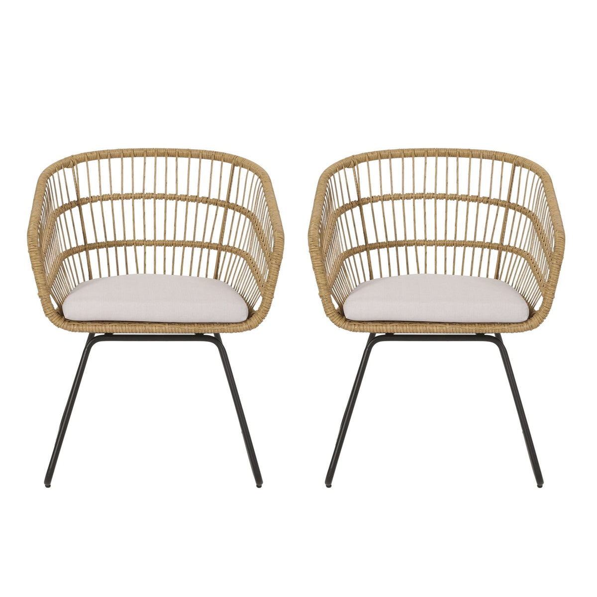 Anthony & Home outdoor chair set with PE rattan frames and cushions, part of the limited edition premium outdoor furniture collection.
