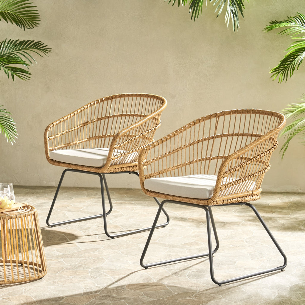 Anthony & Home outdoor chair set with PE rattan and cushions, premium limited edition for patio or garden relaxation.