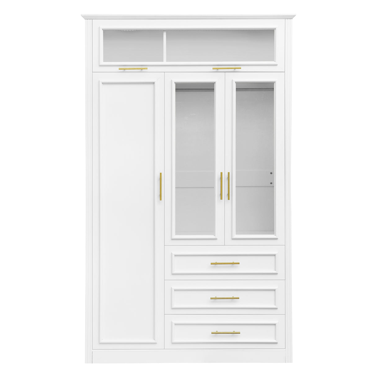 Three-door wardrobe from Anthony & Home Luxe Collection showing sleek wooden doors and modern interior design.