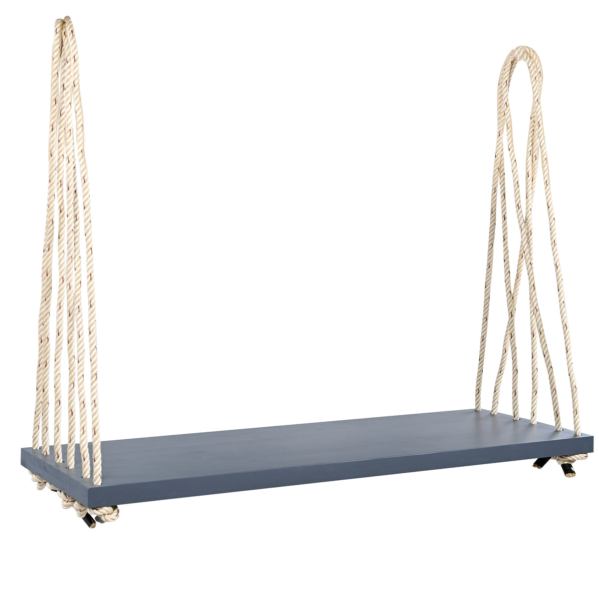Anthony & Home Topmax Acacia wood patio swing chair with cushioned seat and gray finish, stylish outdoor seating option