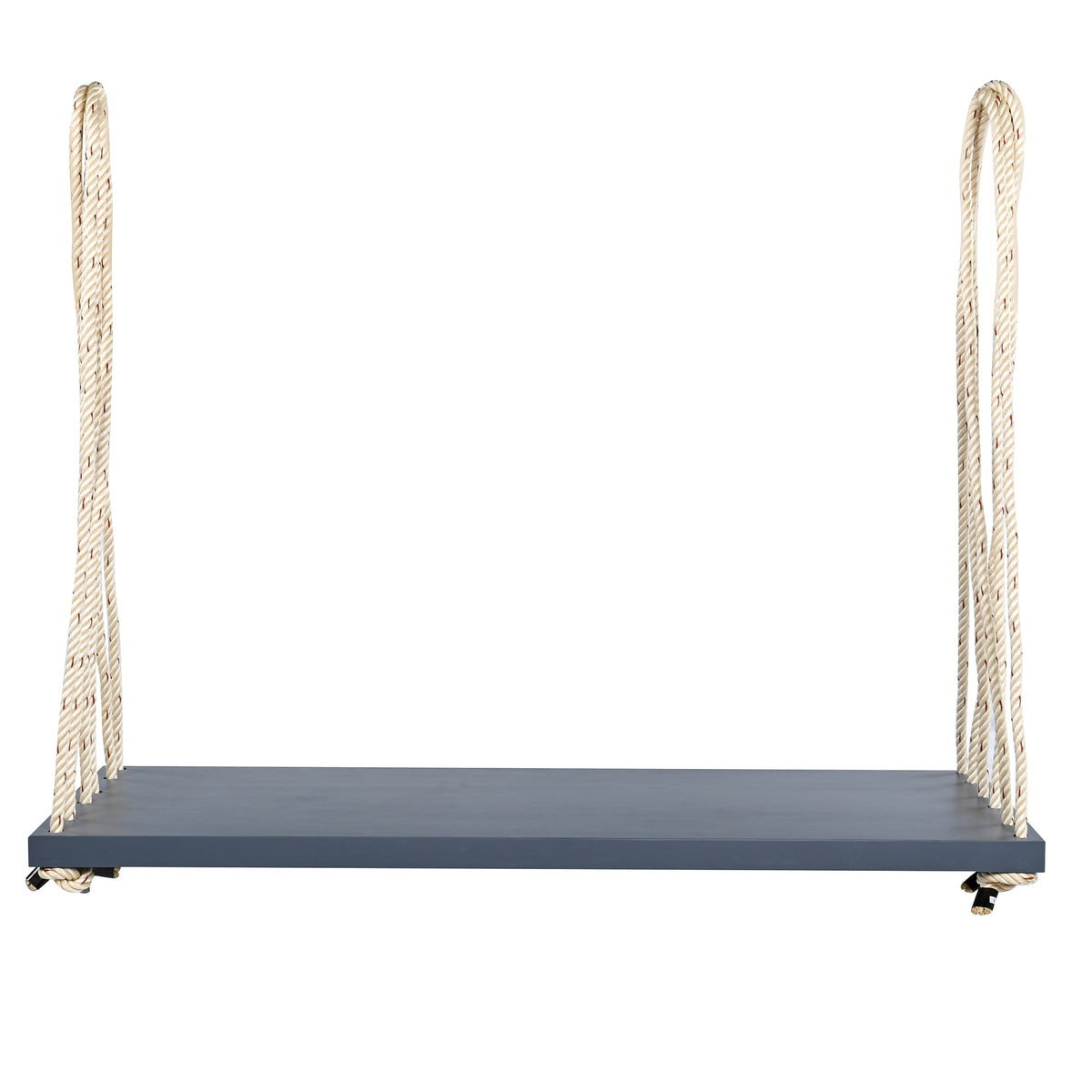 Anthony & Home Topmax Acacia wood patio swing chair with cushioned seat and gray finish, perfect for outdoor relaxation.