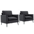 Retro leather sofa and chair set by Anthony & Home featuring Nordic style, limited edition, in warm brown leather.