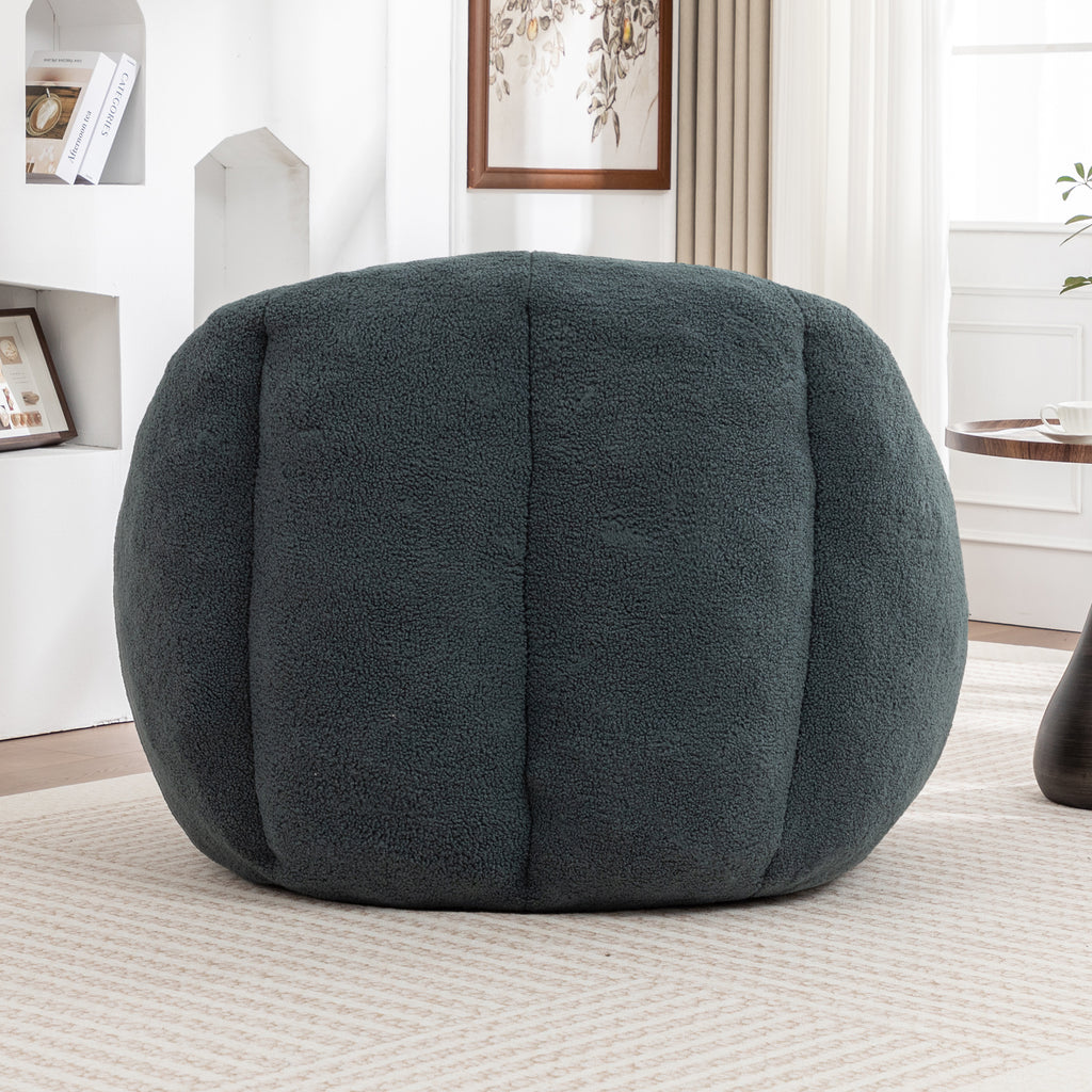 Studio green tufted memory foam bean bag chair by Anthony & Home, showing plush fabric and comfortable, supportive design.