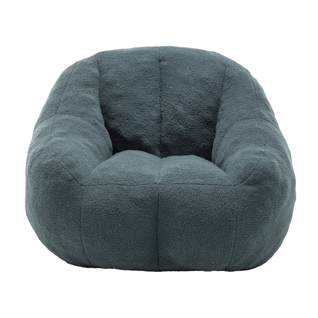 Studio green Anthony & Home tufted memory foam bean bag chair with plush fabric and cozy cushioning.