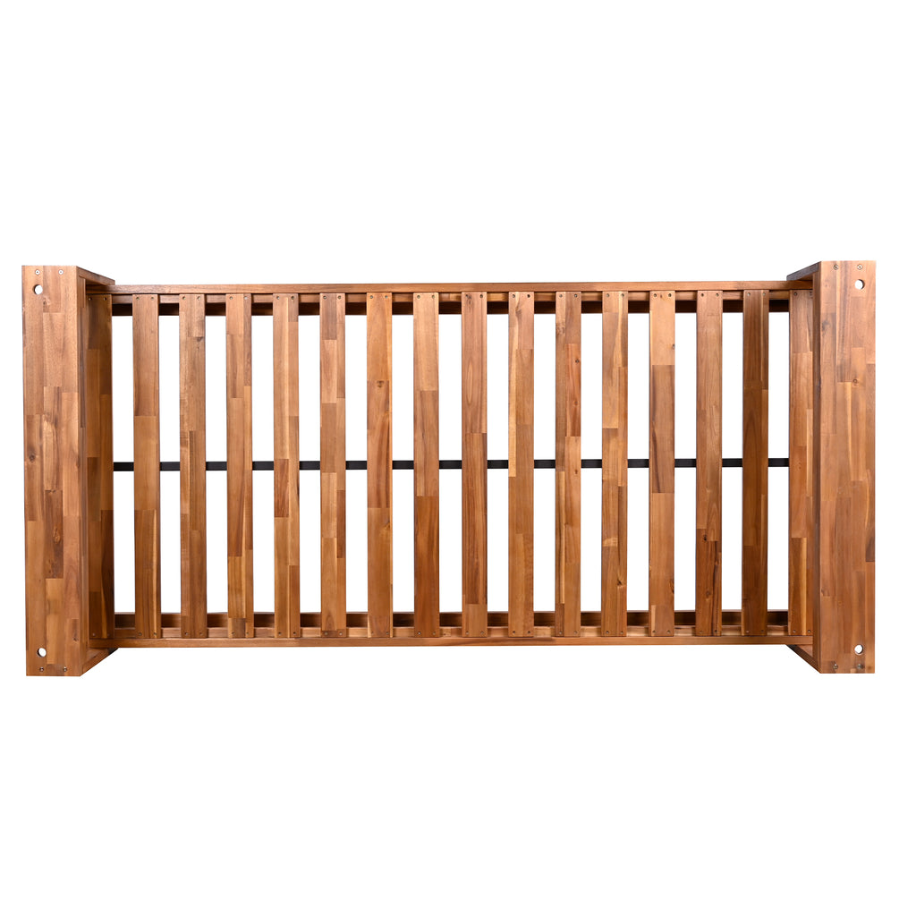 Twin size Anthony & Home acacia wood porch swing bed with hemp ropes in natural finish, showcasing the stylish and sturdy design.