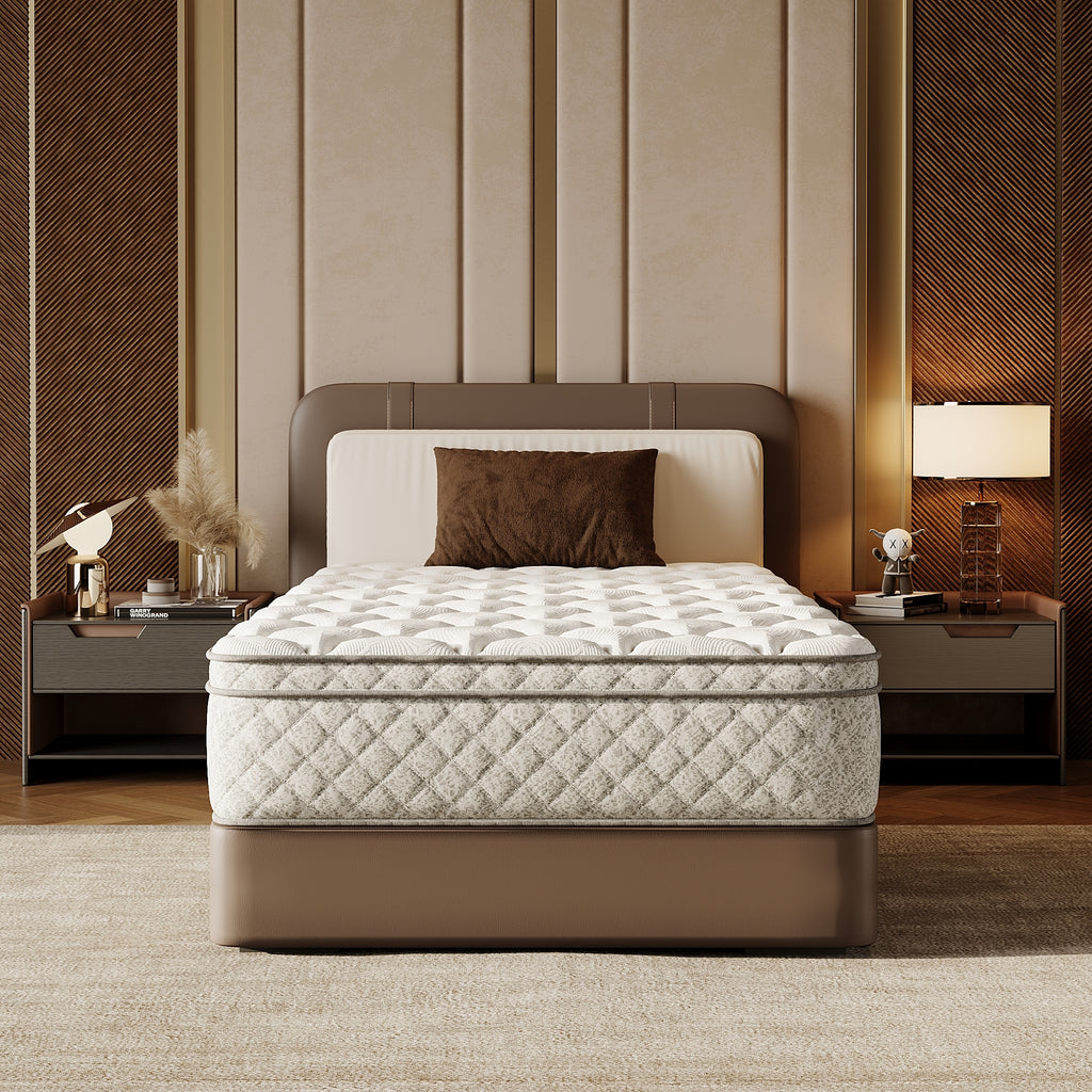 Twin size Anthony & Home memory foam hybrid mattress with pocket springs and zoned support, showing the plush surface and layered construction.
