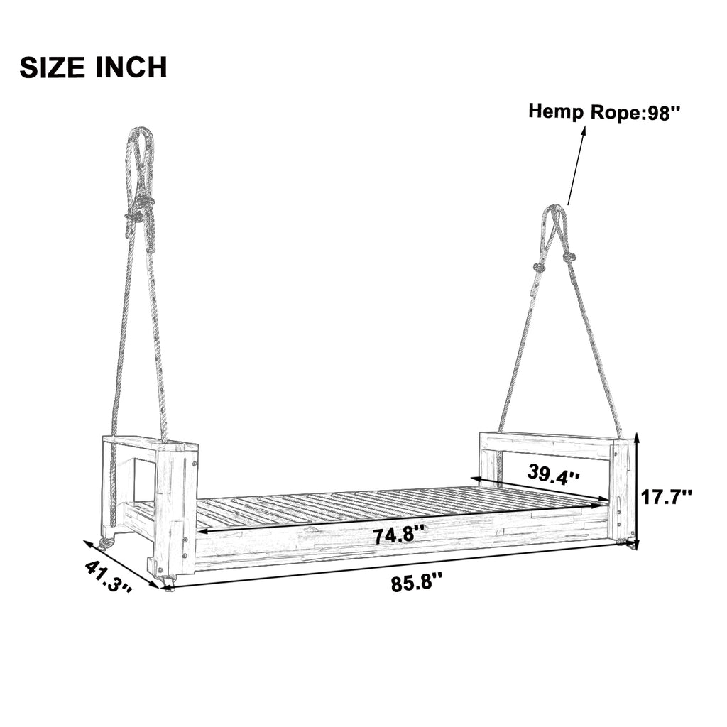 Twin size porch swing bed made from acacia wood, weather-resistant finish, part of Anthony & Home’s minimalist collection.