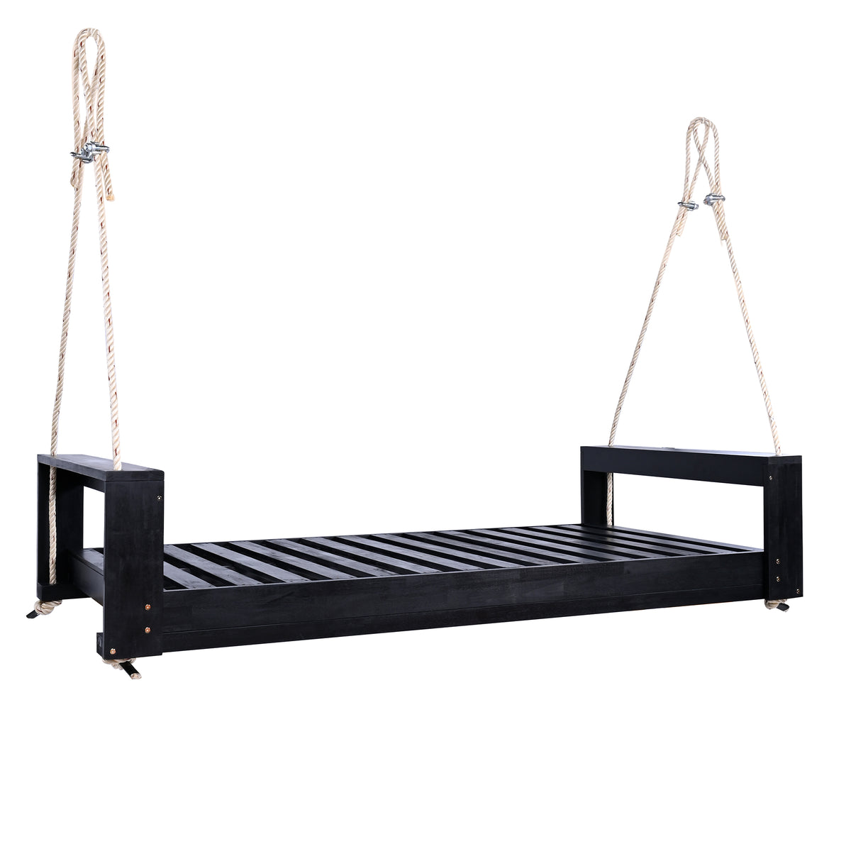 Twin size porch swing bed made of acacia wood from Anthony & Home with weather-resistant finish, designed for outdoor relaxation.