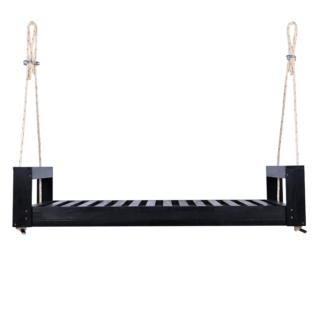 Twin size porch swing bed made from acacia wood, weather-resistant finish, minimalist design by Anthony & Home.
