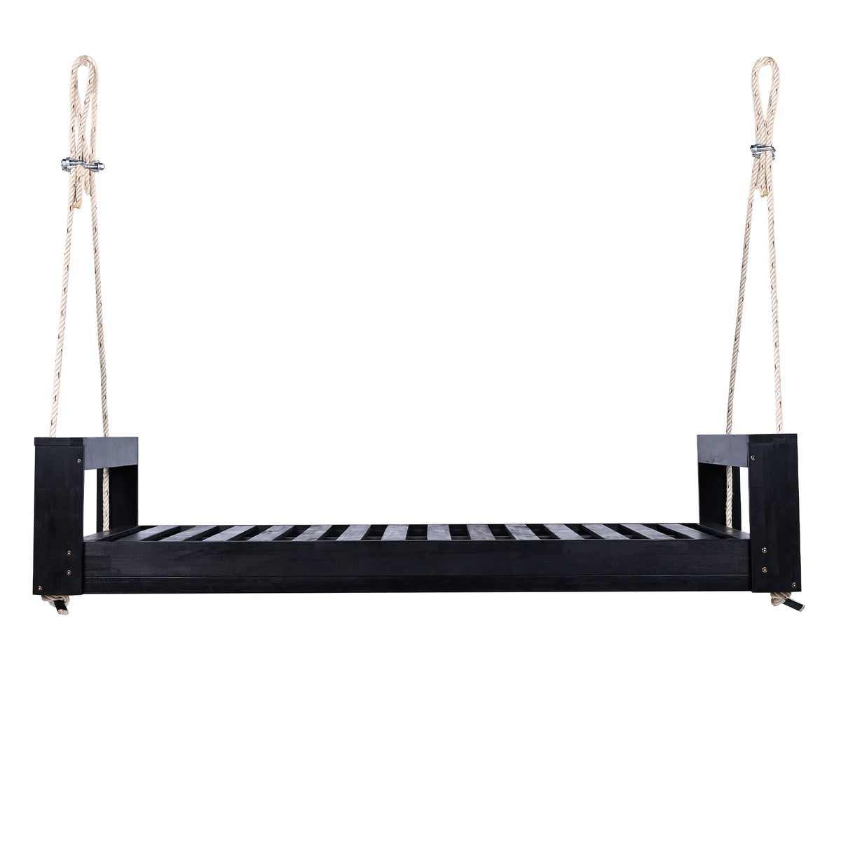 Twin size porch swing bed made from acacia wood, weather-resistant finish, minimalist design by Anthony & Home.