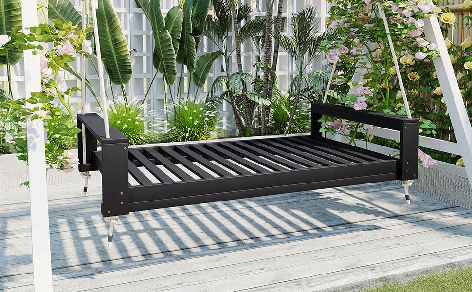Twin size porch swing bed made of Acacia wood from Anthony & Home with weather-resistant finish, featuring a minimalist design.