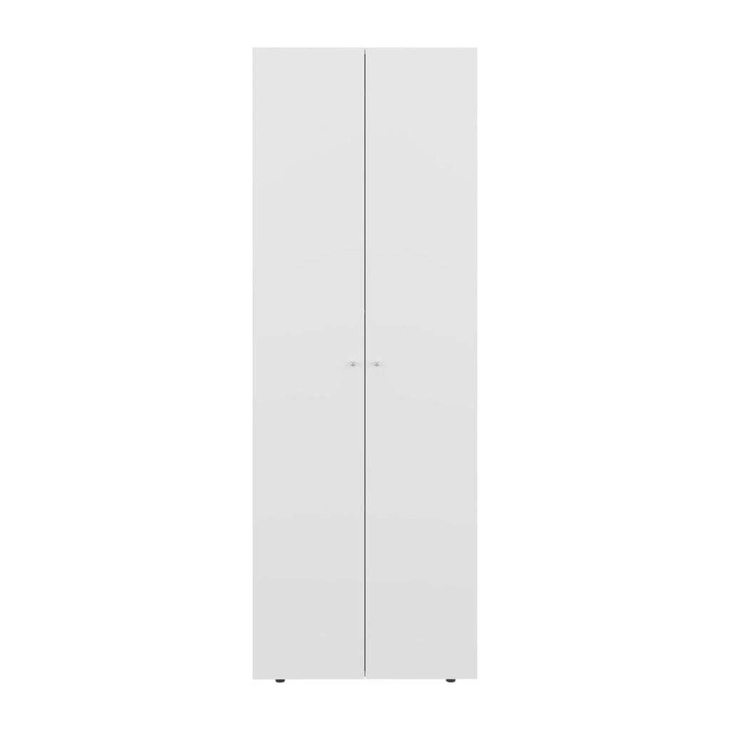 White engineered wood two-door closet armoire by Anthony & Home, featuring ample storage and sleek design for modern interiors.