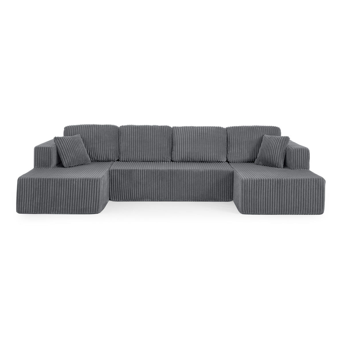 U-Shape Corduroy Modular Sectional Sofa by Anthony & Home with plush, textured corduroy fabric and modern design.