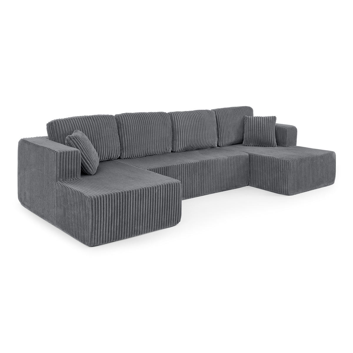 U-shape corduroy modular sectional sofa by Anthony & Home, featuring plush fabric and modern design for comfortable living spaces.