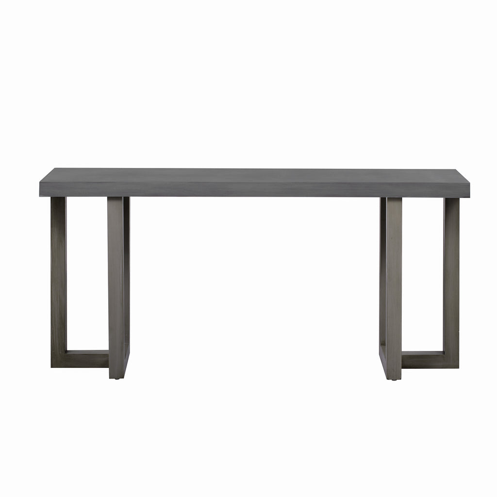 Dark gray U Style geometric console table with pine wood legs from Anthony & Home's limited edition collection.