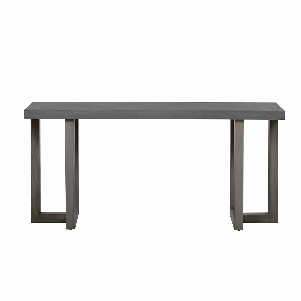 Dark gray U Style geometric console table with pine wood legs from Anthony & Home's limited edition collection.