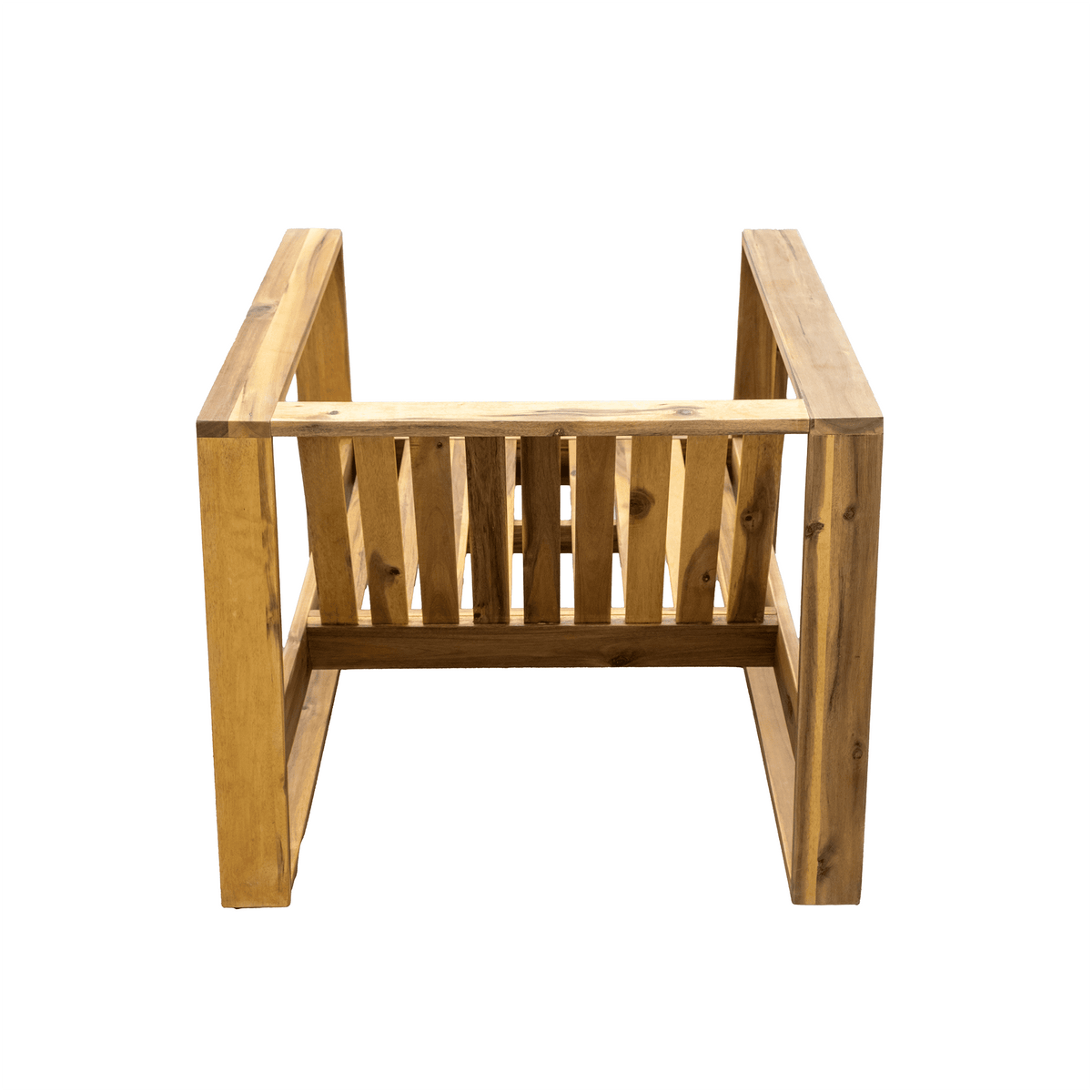 Anthony & Home U Style limited edition acacia wood outdoor lounge set with chair and ottoman, weather-resistant and stylish.